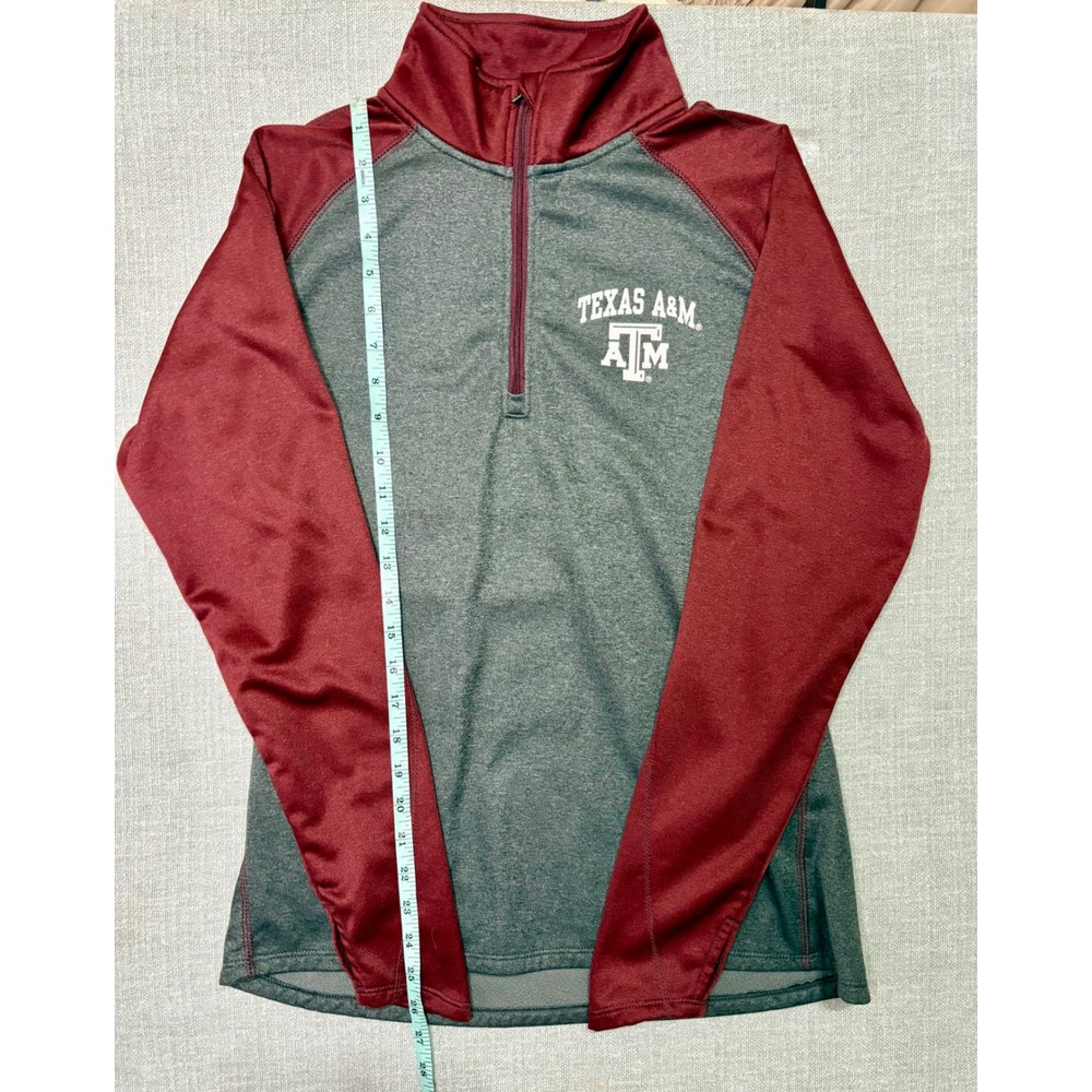 Texas A&M Aggies Women's Quarter Zip Pullover Maroon Grey Fleece Medium/Large - Picture 7 of 8